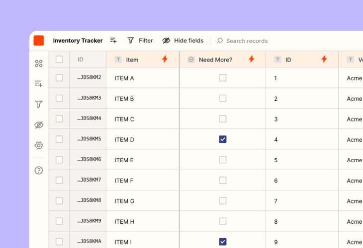 inventory tracker with vendor details