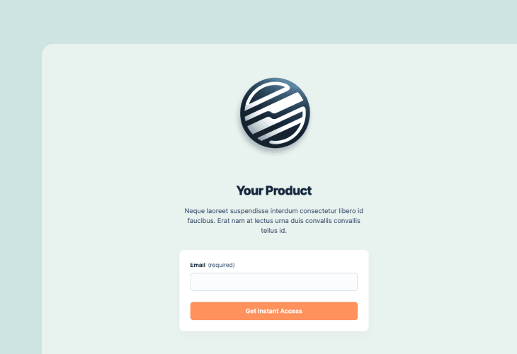 simple product page with email capture