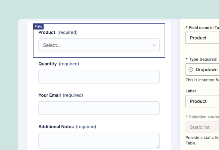 form taking product orders